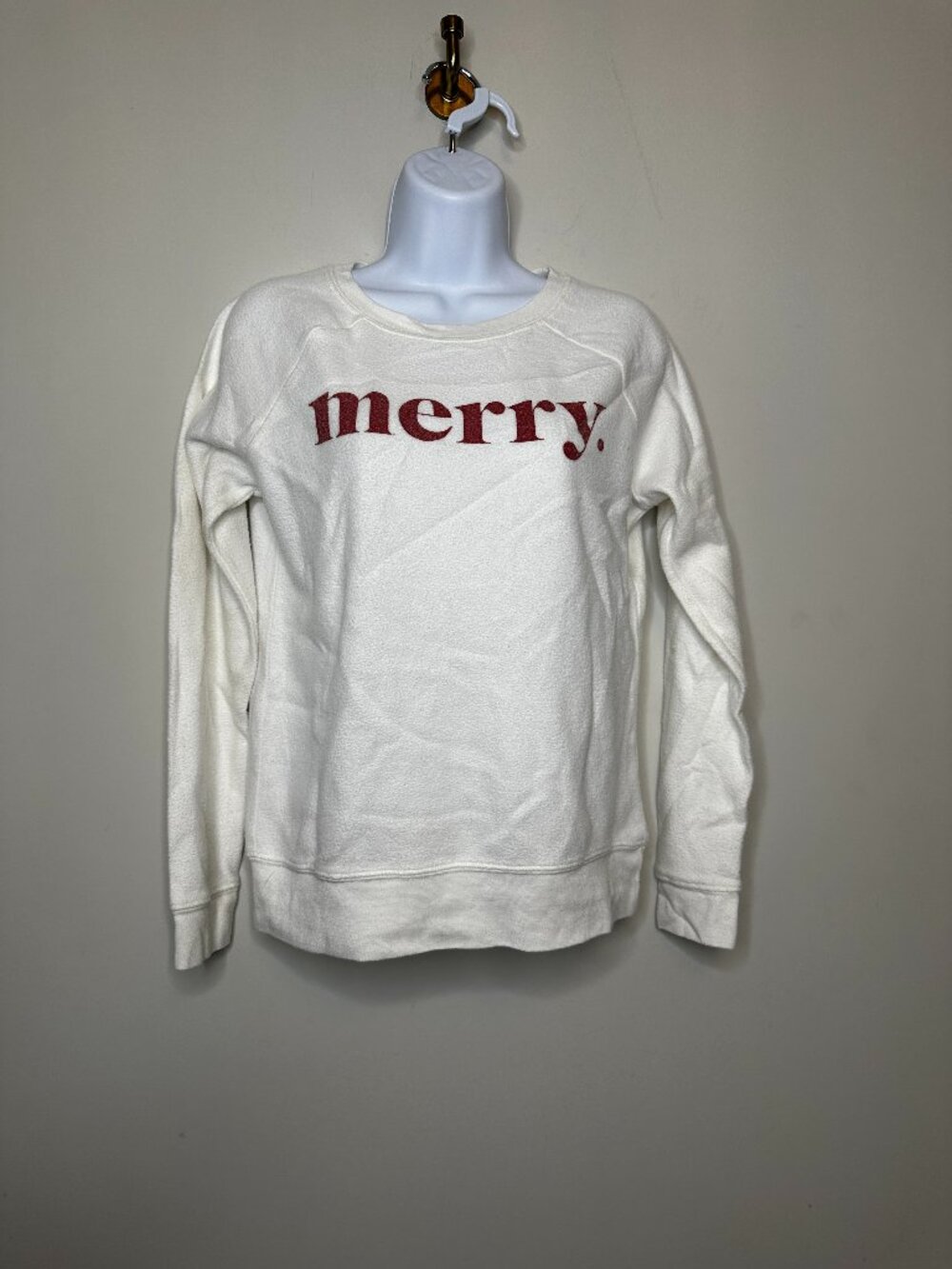 Grayson Threads Sleepwear White Crewneck MERRY Sweatshirt Women's Small